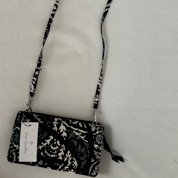 NWT Vera Bradley RFID Wallet Crossbody in Paisley Noir - Picture 4 of 6